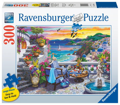 Ravensburger Santorini Sunset 300 Piece Large Format Jigsaw Puzzle for Adults - 17130 - Every Piece is Unique, Softclick Technology Means Pieces Fit Together Perfectly