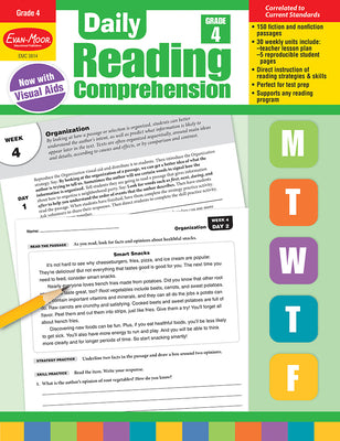 Evan-Moor Daily Reading Comprehension, Grade 4 - Homeschooling & Classroom Resource Workbook, Reproducible Worksheets, Teaching Edition, Fiction and Nonfiction, Lesson Plans, Test Prep