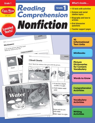 Evan-Moor Reading Comprehension: Nonfiction, Grade 1 - Homeschooling and Classroom Resource Workbook, Biographies, Science, Social studies, Mini book, Leveled, Vocabulary, Text structure analysis