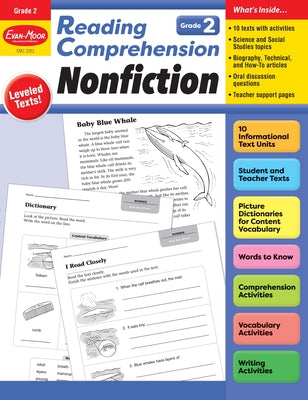 Evan-Moor Reading Comprehension: Nonfiction, Grade 2 - Homeschooling and Classroom Resource Workbook, Biographies, Science, Social studies, Geography, Leveled, Vocabulary, Text structure analysis