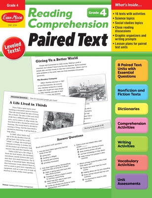 Evan-Moor Reading Comprehension: Paired Text grade 4, Homeschooling and Classroom Resource Workbook, Close Reading, Improve Reading Skills, Nonfiction ... (Reading Comprehension: Reading Paired Text)