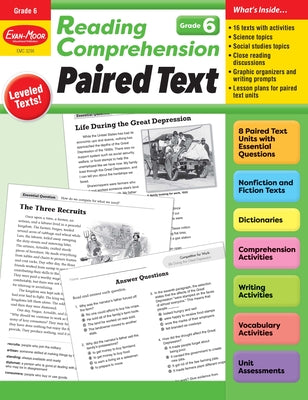 Evan-Moor Reading Comprehension: Paired Text grade 6, Homeschooling and Classroom Resource Workbook, Close Reading, Improve Reading Skills, Nonfiction ... (Reading Comprehension: Reading Paired Text)